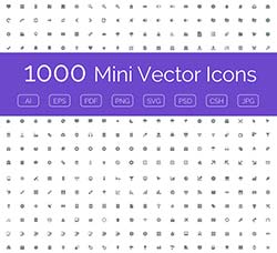 1000个常用矢量图标(包括PS形状工具预设)：1000 Mini Vector Icons